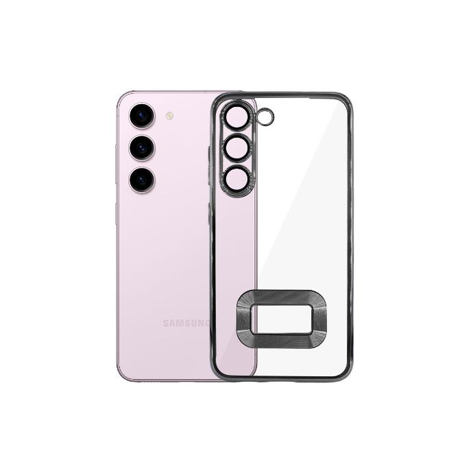 [PO29BSS23-8-2] Samsung S23 CD Chrome Back Case (Black)