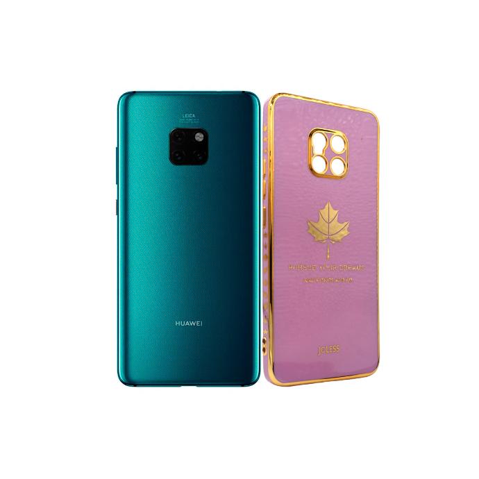 [PO29BHUMAT20PR-6-29] Huawei Mate 20 Pro Leaf Gold Chrome Back Case (Light Purple)