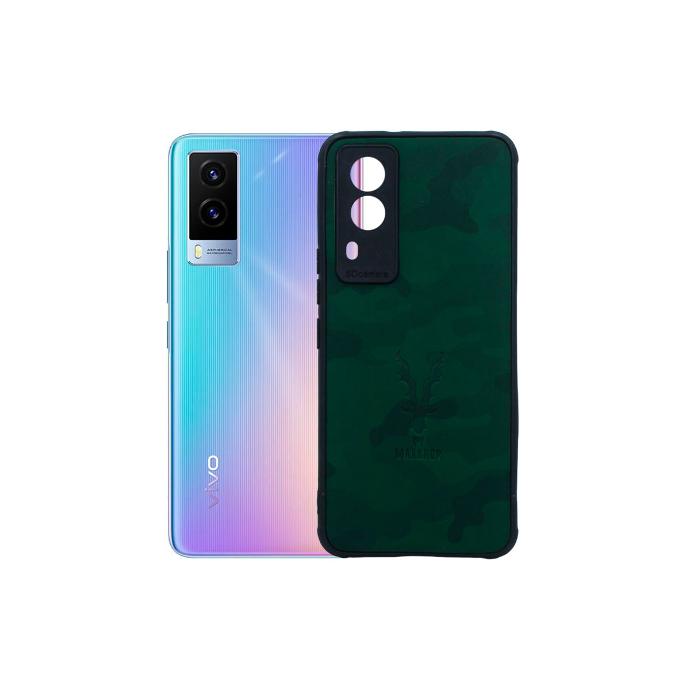 Vivo V21E 5G Markhor Logo Leather Back Case (Green)
