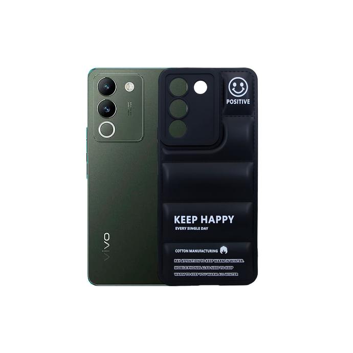 Black Puffer Print Soft Silicone Back Case for Vivo V29e - Stylish Protection