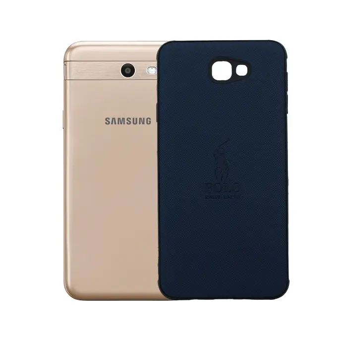 Samsung J7 Prime Polo Ralph Lauren Leather Back Case - Navy Blue Style