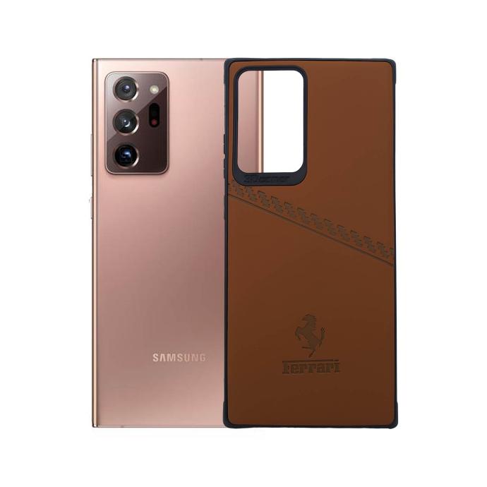 [PO18BSNOT20U-1-13] Samsung Note 20 Ultra/Note 20 Plus Ferrari Logo Leather Back Case - Brown