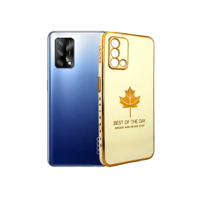 [PO29BOF19-6-32] Oppo F19|A95|A74|F19s Leaf Gold Chrome Logo Ring Back Case (Skin)