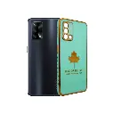 Oppo F19|A95|A74|F19s Leaf Gold Chrome Logo Ring Back Case (Light Green)