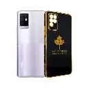 Infinix Note 10|Note 11i Leaf Gold Chrome Logo Ring Back Case (Black)