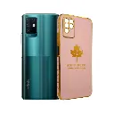 Infinix Note 10|Note 11i Leaf Gold Chrome Logo Ring Back Case (Baby Pink)