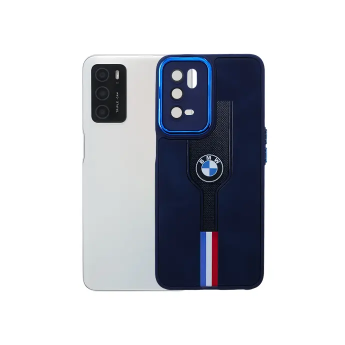 Oppo A16/A16S Ferrari Logo Leather With Camera Lens Back Case (Navy Blue)