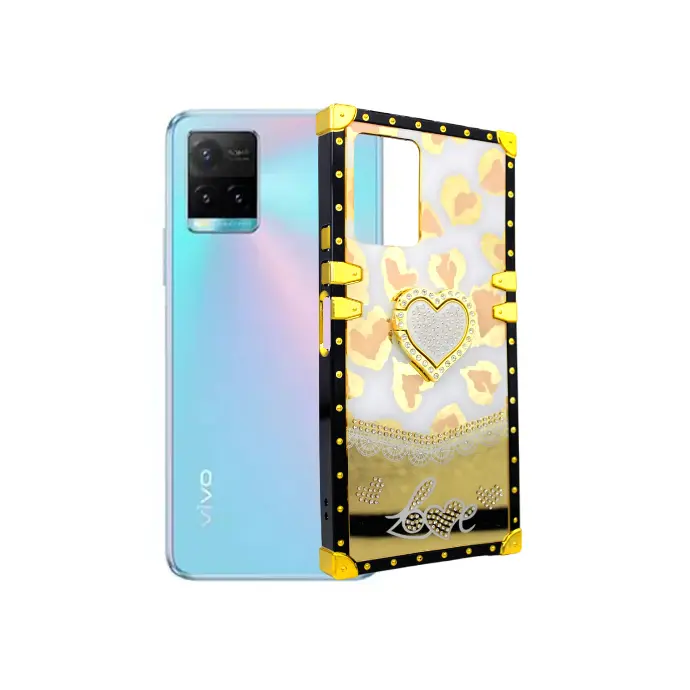 Vivo Y21/Y21T/Y33S/Y33T Ladies Luxury LV Case With Back Ring (White)