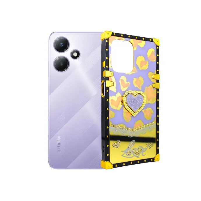 Infinix Hot 30 Play Ladies Luxury LV Case With Back Ring (Light Purple)