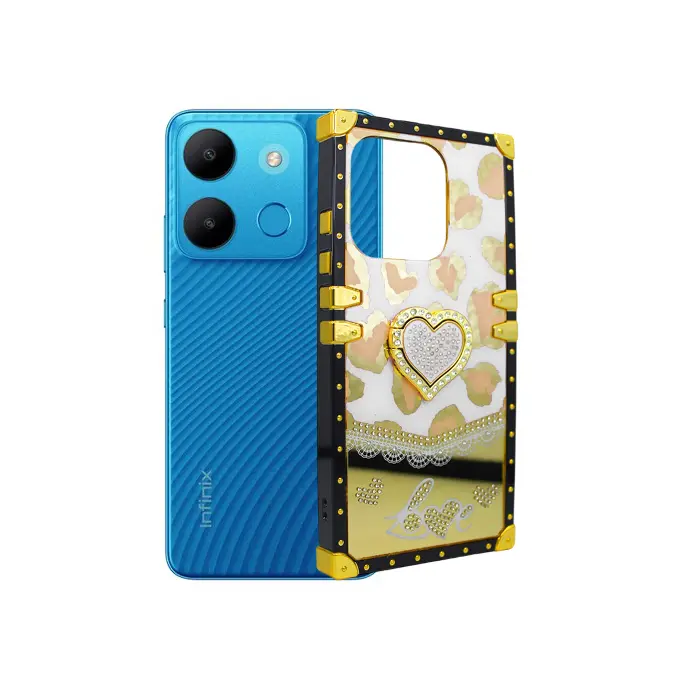 Infinix Smart 7/Spark Go 2023/Pop 7/Pop 7 Pro Ladies Luxury LV Case With Back Ring (White)