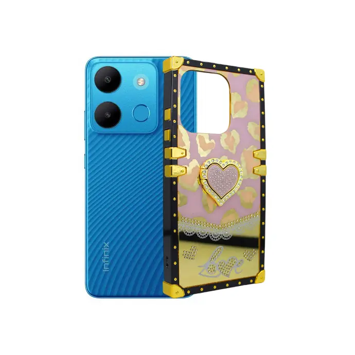 Infinix Smart 7/Spark Go 2023/Pop 7/Pop 7 Pro Ladies Luxury LV Case With Back Ring (T-Pink)