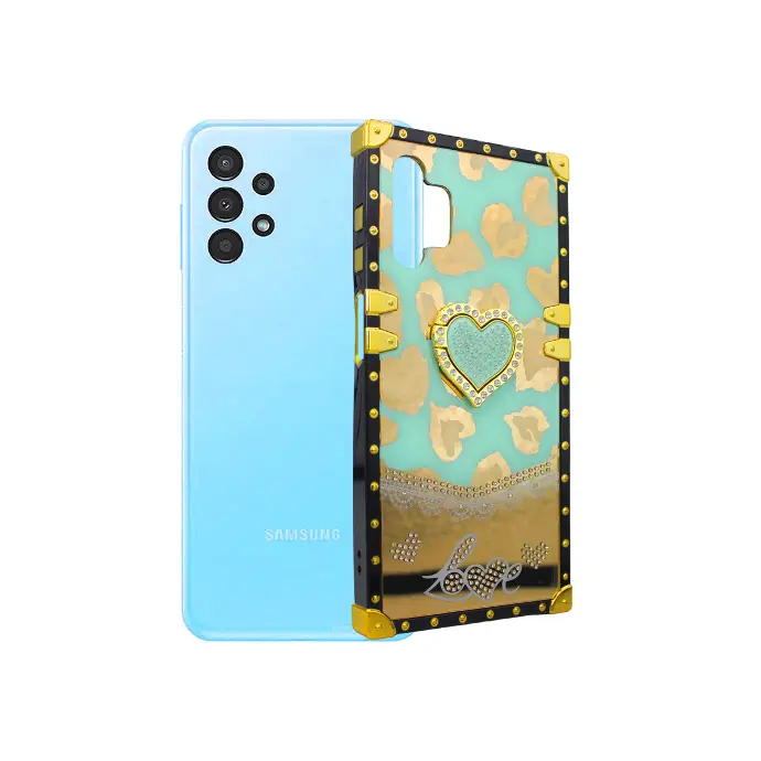 Samsung A13 4G|A04s|A13 5G Ladies Luxury LV Case With Back Ring Case (Sea Green)