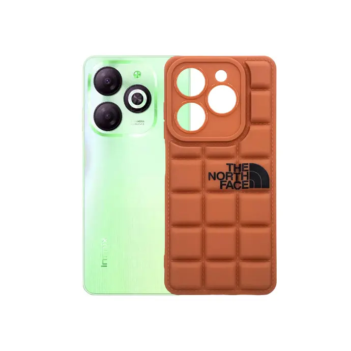 Infinix Hot 40i|Smart 8|Smart 8 Pro|Tecno Pop 8|Spark 20C|Spark 20 3D Printed Puffer Back Case THE NORTH FACE (Brown)