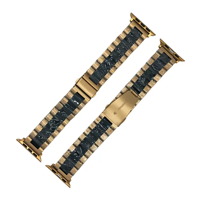 Rolex Chain Straps for Smart Watch - Gold & Black, 42-49mm, Stylish & Durable