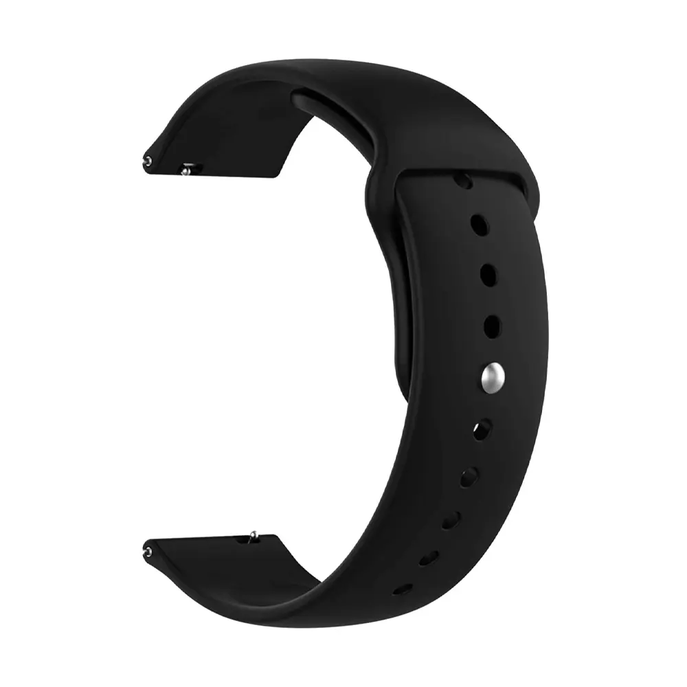 [WSRLM22-1-2] Silicon Rubber Straps for Smart Watch - 22mm - Black