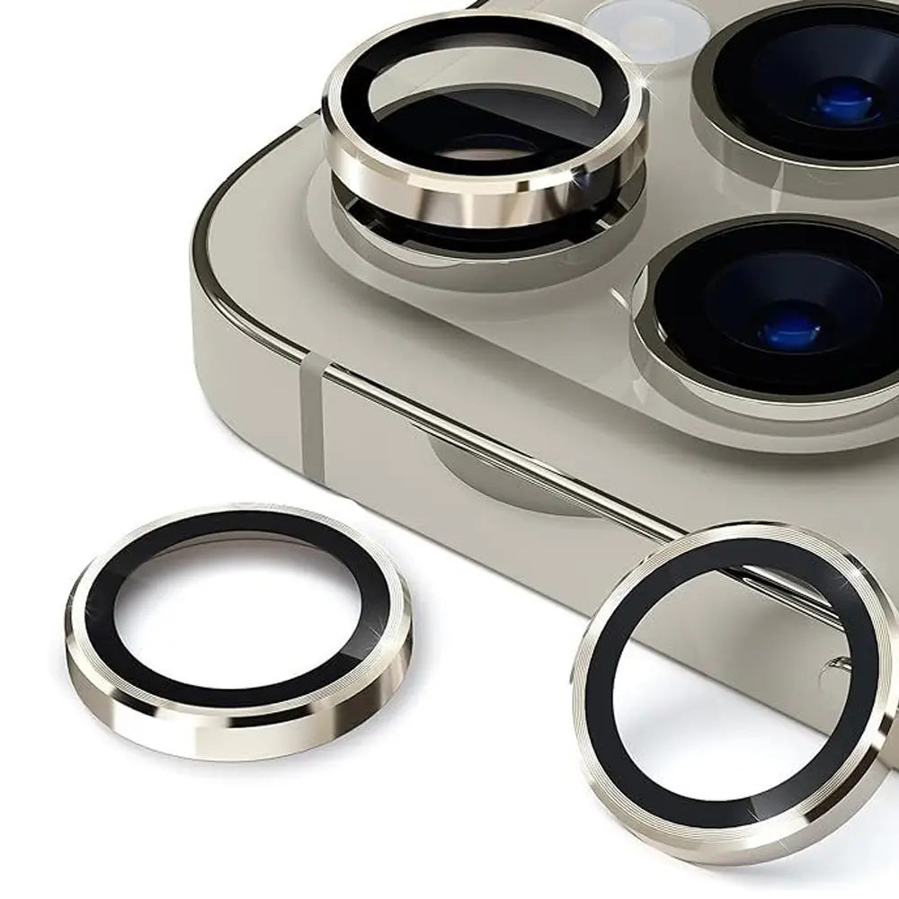 iPhone 15 Pro Max Natural Titanium Camera Rings - Stylish Lens Protection