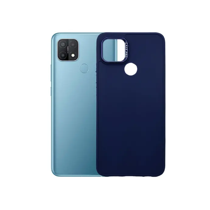 Oppo A15s|A15|A35 Soft Silicone Camera Ring Case Pro Cover (Navy Blue)