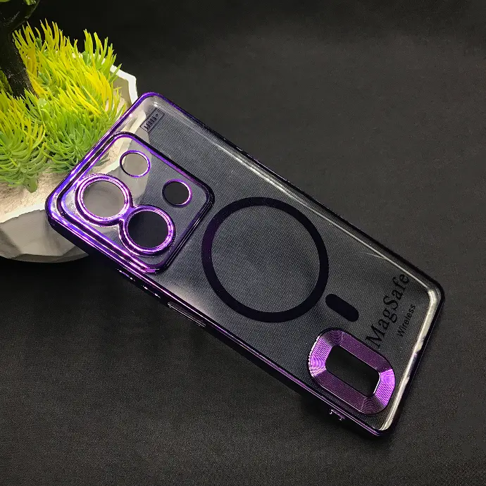 Xiaomi Redmi Note 13 5G Magsafe Logo CD Chrome Back Case (Purple)