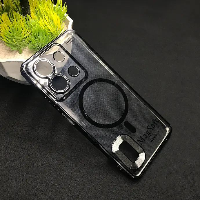 Xiaomi Redmi Note 13 5G Magsafe Logo CD Chrome Back Case (Black)