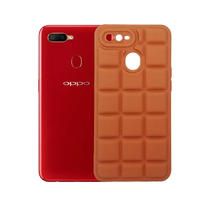Oppo A5S/A12/A7/A11K 3D Puffer Soft Silicone Back Case (Brown)