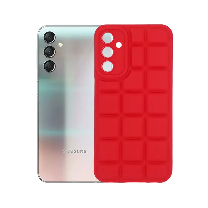 Samsung A24 A25 3D Puffer Soft Silicone Back Case - Red