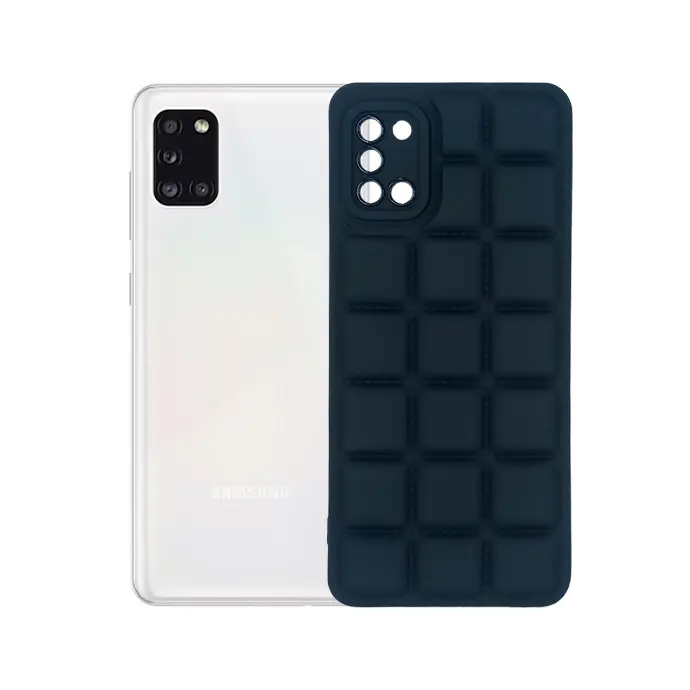 Samsung A31 3D Puffer Soft Silicone Back Case (Black)
