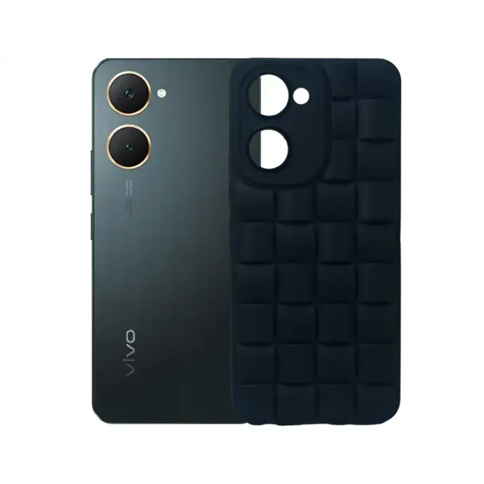 Vivo Y03 Puffer Wave Soft Silicone Back Case (Black)