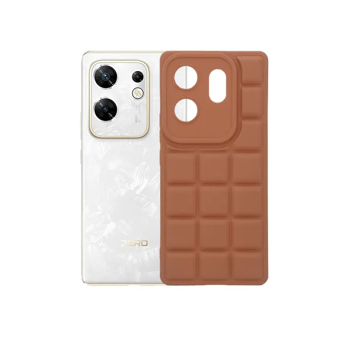 Infinix Zero 30 4G 3D Puffer Soft Silicone Back Case (Brown)