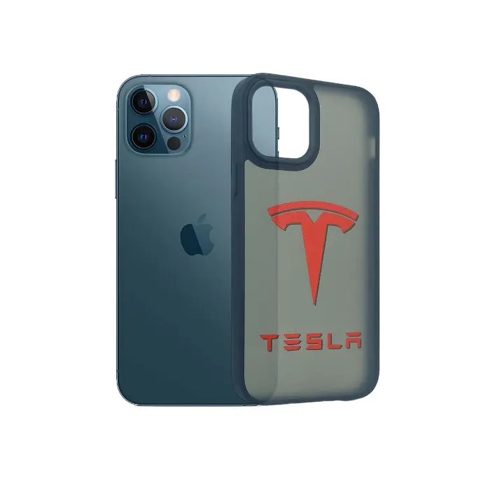 [PO6BIP12PR-4-REDTSLA] iPhone 12 Pro|iPhone 12 3D Printed Matte Hard Siicone Back Case (RED TESLA)