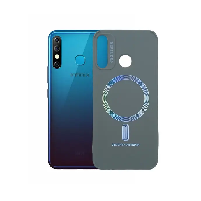 Infinix Hot 8|Hot 8 Lite|Tecno Spark 4 Official Magsafe Logo|Ring Back Case (Titanium Gray)