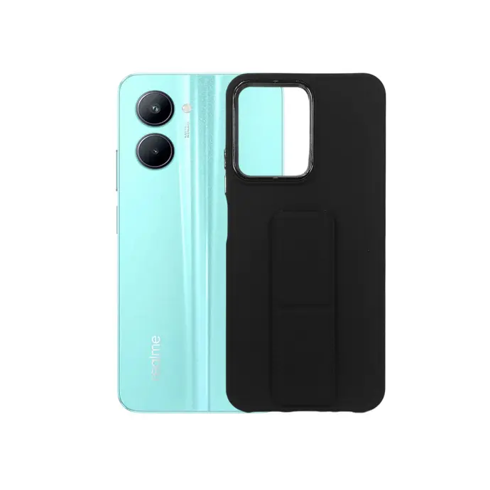 [PO36BORELMEC33-7-2] Oppo Realme C33|A17K|A17 Silicone With Grip|Stand Back Case (Black)