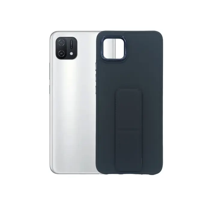 Oppo A16E|A16K Silicone With Grip|Stand Back Case (Black)