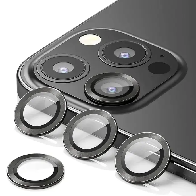 iPhone 13 Pro Max Black Camera Rings - Sleek Lens Protection Accessory