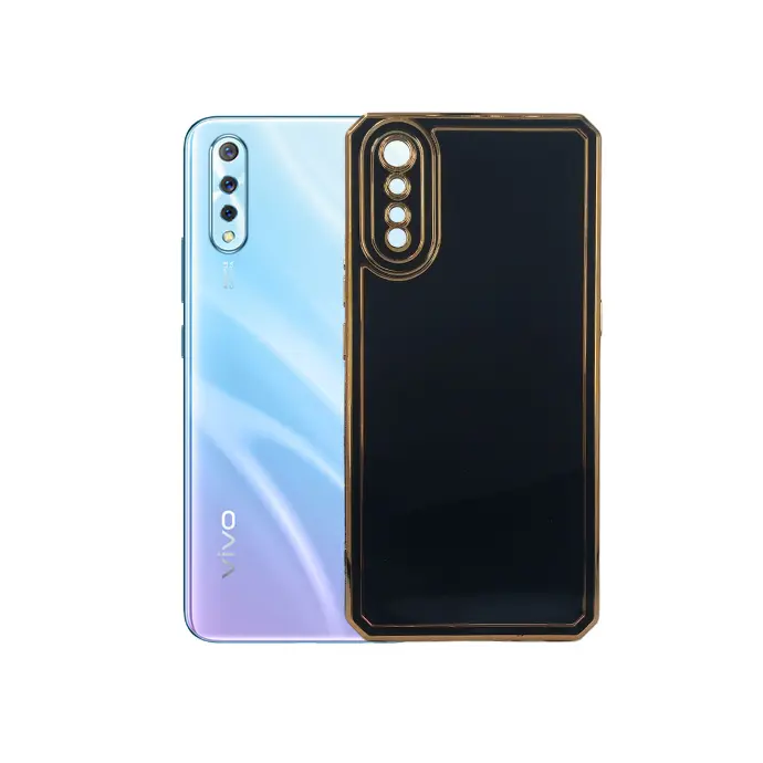 Vivo S1 Gold Chrome Back Case (Black)
