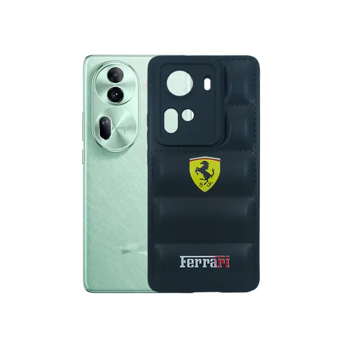 Oppo Reno 11 5G 3D Puffer Back Printed Soft Silicone Back Case (Black)
