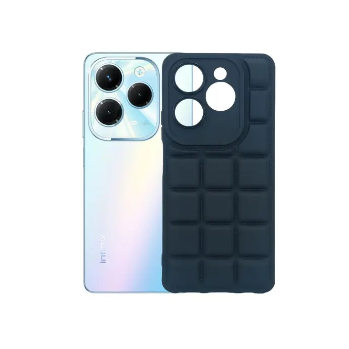 Tecno Spark 20 Pro & Infinix Hot 40 3D Cubes Puffer Back Case - Black