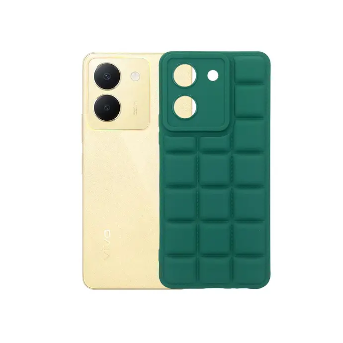Vivo Y36|Y27s 3D Cubes Puffer Back Soft Silicone Case (Green)