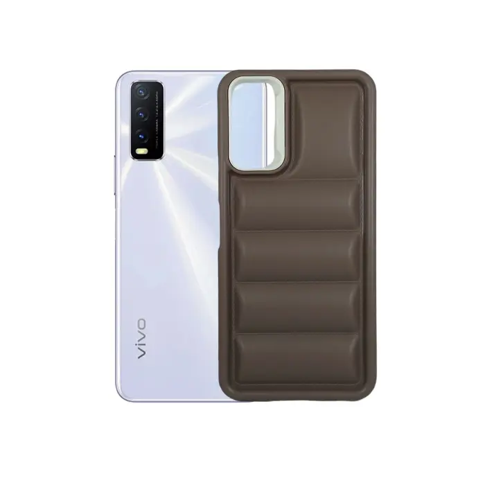 Vivo Y20|Y20i|Y20s|Y12A|Y12s New Solid Puffer Back Case (Brown)