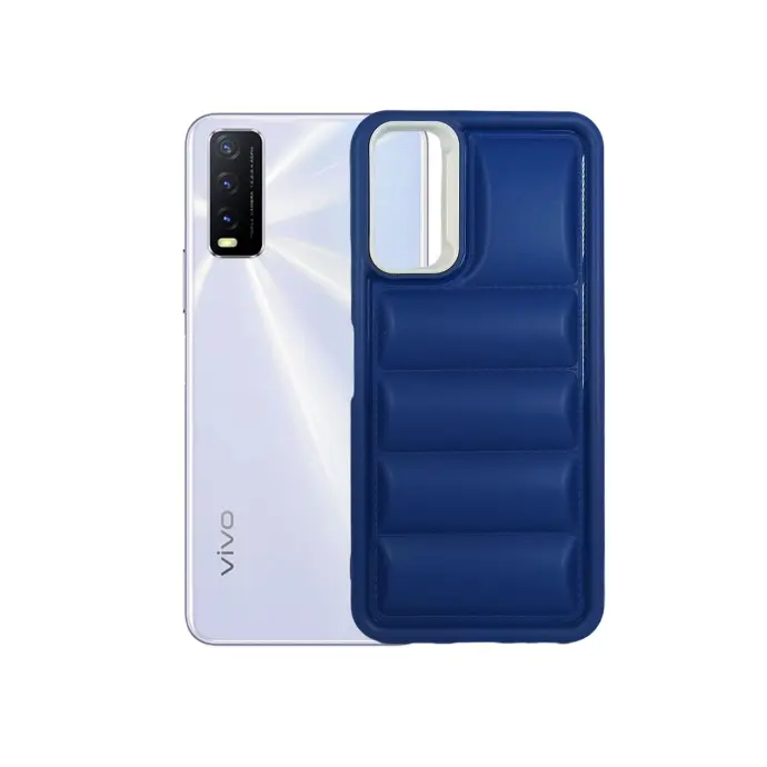 Vivo Y20|Y20i|Y20s|Y12A|Y12s New Solid Puffer Back Case (Navy Blue)