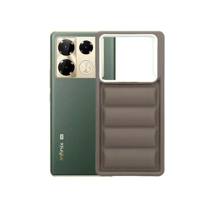 Infinix Note 40 4G New Solid Puffer Back Case Brown – Puffy Protection, Shock‑Absorbent