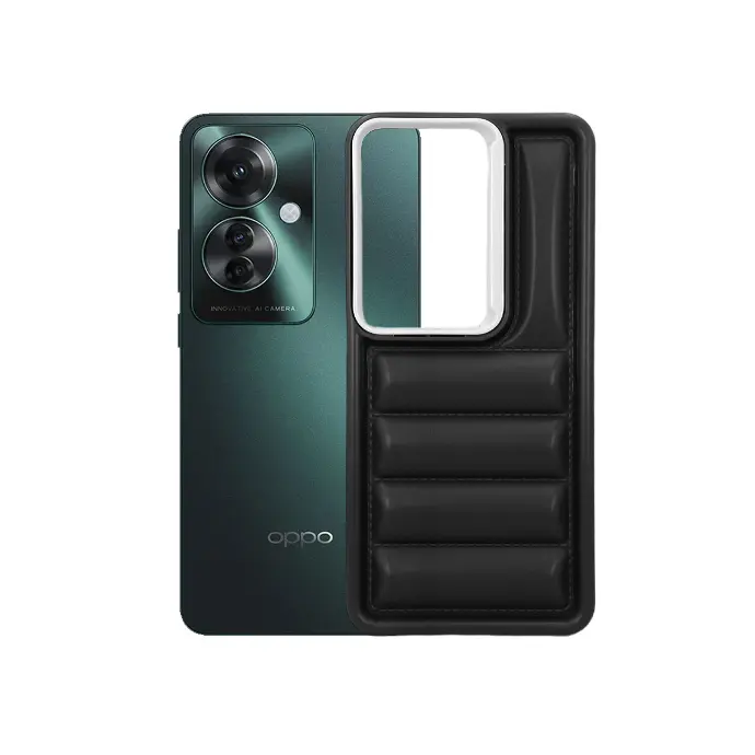 OPPO Reno 11 F 5G Solid Puffer Soft Silicone Back Case (Black)