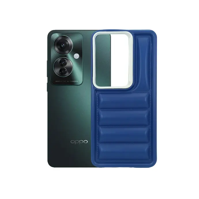 Solid Puffer Back Case for Oppo Reno 11F 5G - Navy Blue