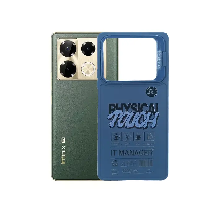 Infinix Note 40 4G Soft Silicone 3D Printed Camera Ring Stand Back Case (Navy Blue)