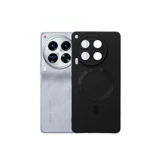 Tecno Camon 30 Soft Silicone Magsafe Logo Back Case (Black)