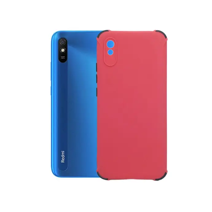 Xiaomi Redmi 9A Colour Bumper & Button Soft Silicone Back Case (Red)