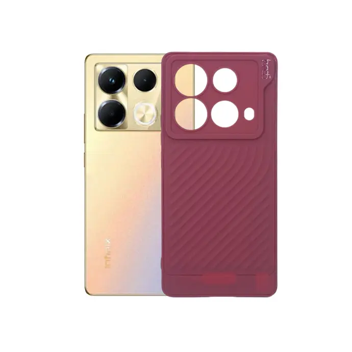 Infinix Note 40 4G GEARS Luxuary Carbon Texture Soft Silicone Back Case (Maroon)