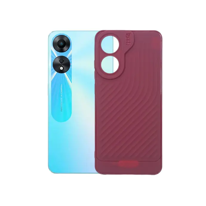 Maroon Luxury Carbon‑Texture Soft Silicone Back Case Oppo A78 GEARS