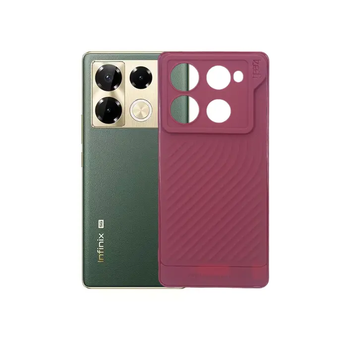 [PO14BINOT40PR-12-21] Infinix Note 40 Pro 4G Gears Luxury Carbon Texture Soft Silicone Back Case - Maroon