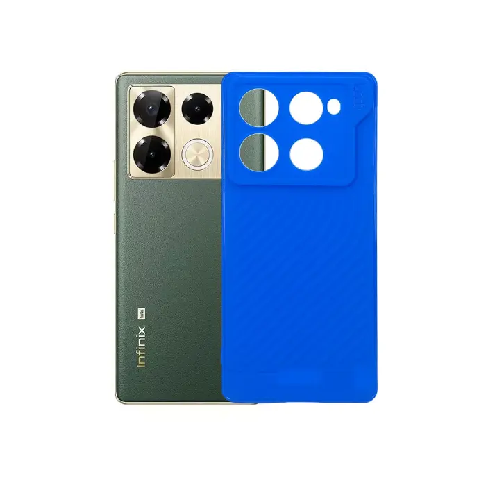 [PO14BINOT40PR-12-3] Infinix Note 40 Pro 4G Gears Luxury Carbon Texture Soft Silicone Back Case - Blue
