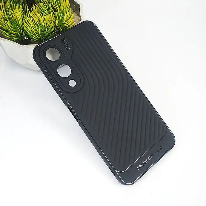 Vivo Y17s GEARS Luxuary Carbon Texture Soft Silicone Back Case (Black)